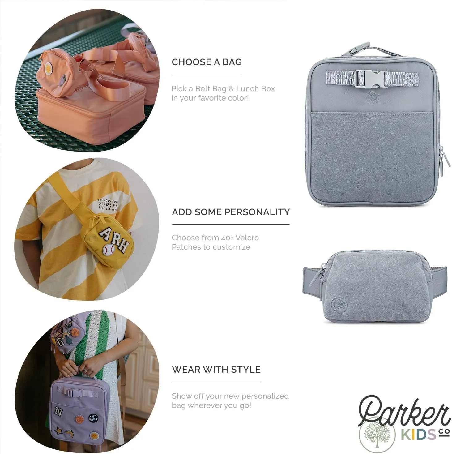 Parker Kids Belt Bag for Girls and Boys - Customizable with Hook and Loop Patches - Child Fanny Pack with Adjustable Strap - Durable Crossbody for Active Children - Lilac