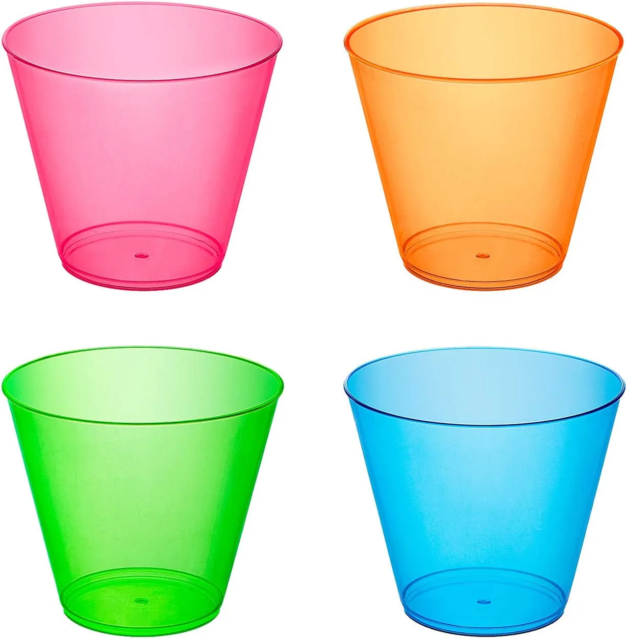 Party Essentials Hard Plastic 9-Ounce Party Cups/Old Fashioned Tumblers, 150-Count, Assorted Neon