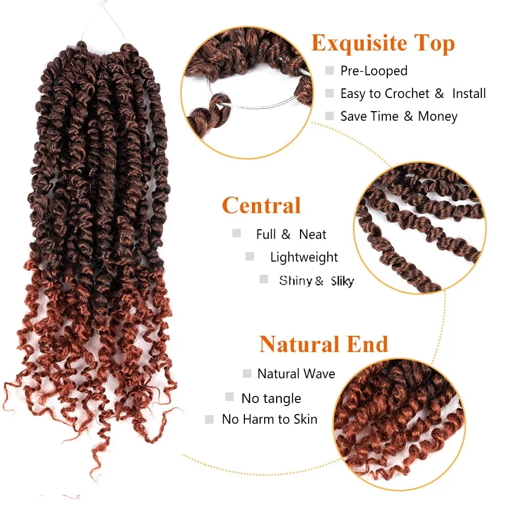 Passion Twist Crochet Hair 10 Inch 8 Packs Pre-twisted Passion Twist Crochet Hair Pre-looped Passion Twist Hair Bohemian Braids Synthetic Crochet Hair Extensions(10 Inch (Pack of 8), 1B/350#)