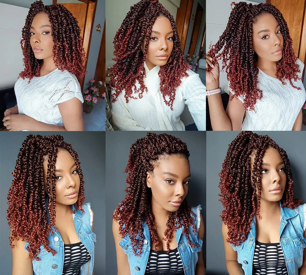 Passion Twist Crochet Hair 10 Inch 8 Packs Pre-twisted Passion Twist Crochet Hair Pre-looped Passion Twist Hair Bohemian Braids Synthetic Crochet Hair Extensions(10 Inch (Pack of 8), 1B/350#)