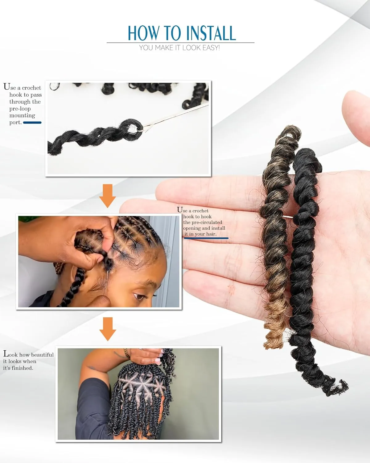 Passion Twist Crochet Hair-Mixed Color Combo Pack(6 packs 1B 2 packs T1B/27),Pre-twisted Pre Looped Super Soft & Bouncy Synthetic Braided Hair Extensions For Black Women and Kid(6"-8 Packs,1B T27)