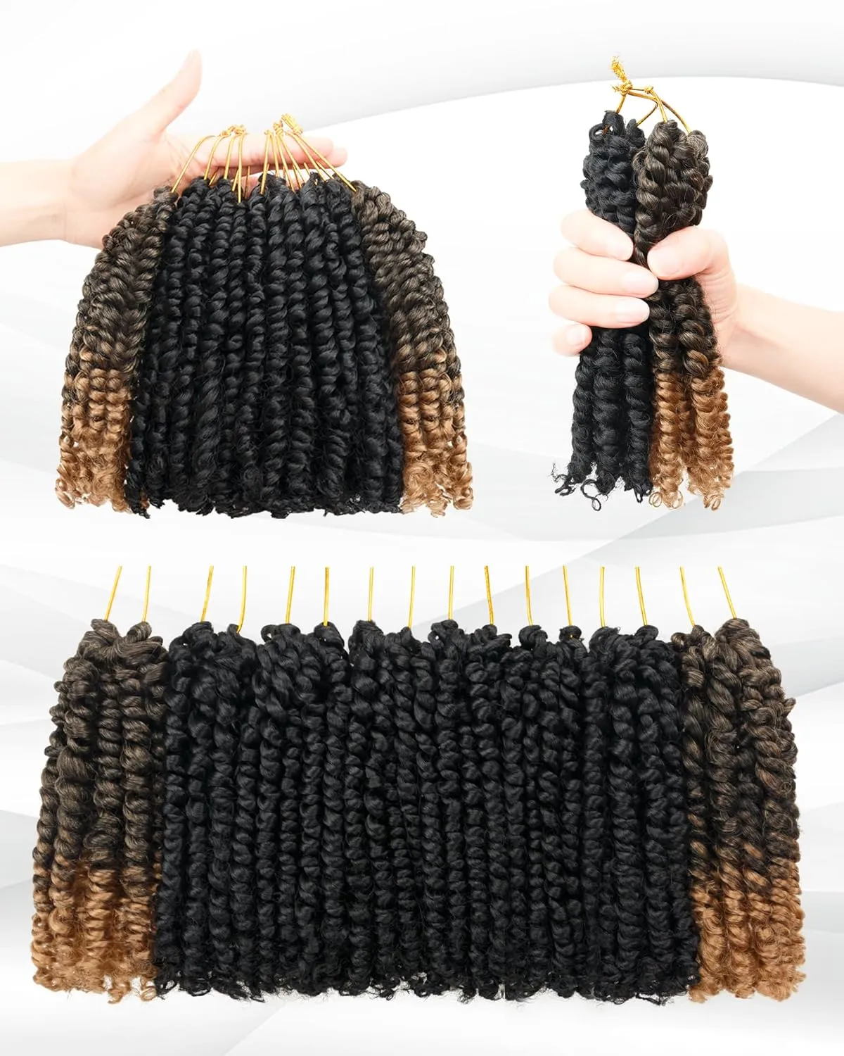 Passion Twist Crochet Hair-Mixed Color Combo Pack(6 packs 1B 2 packs T1B/27),Pre-twisted Pre Looped Super Soft & Bouncy Synthetic Braided Hair Extensions For Black Women and Kid(6"-8 Packs,1B T27)