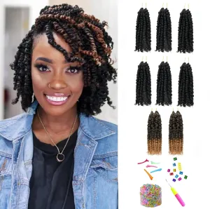 Passion Twist Crochet Hair-Mixed Color Combo Pack(6 packs 1B 2 packs T1B/27),Pre-twisted Pre Looped Super Soft & Bouncy Synthetic Braided Hair Extensions For Black Women and Kid(6"-8 Packs,1B T27)