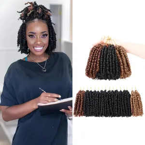 Passion Twist Crochet Hair- Mixed Colors Combo Pack,4 Inch 8 Packs Pre Looped Pretwisted Super Short Crochet Hair Extensions Braided by Synthetic Spring Kinky Twist Bohemian Curls(1B 27# 30#)