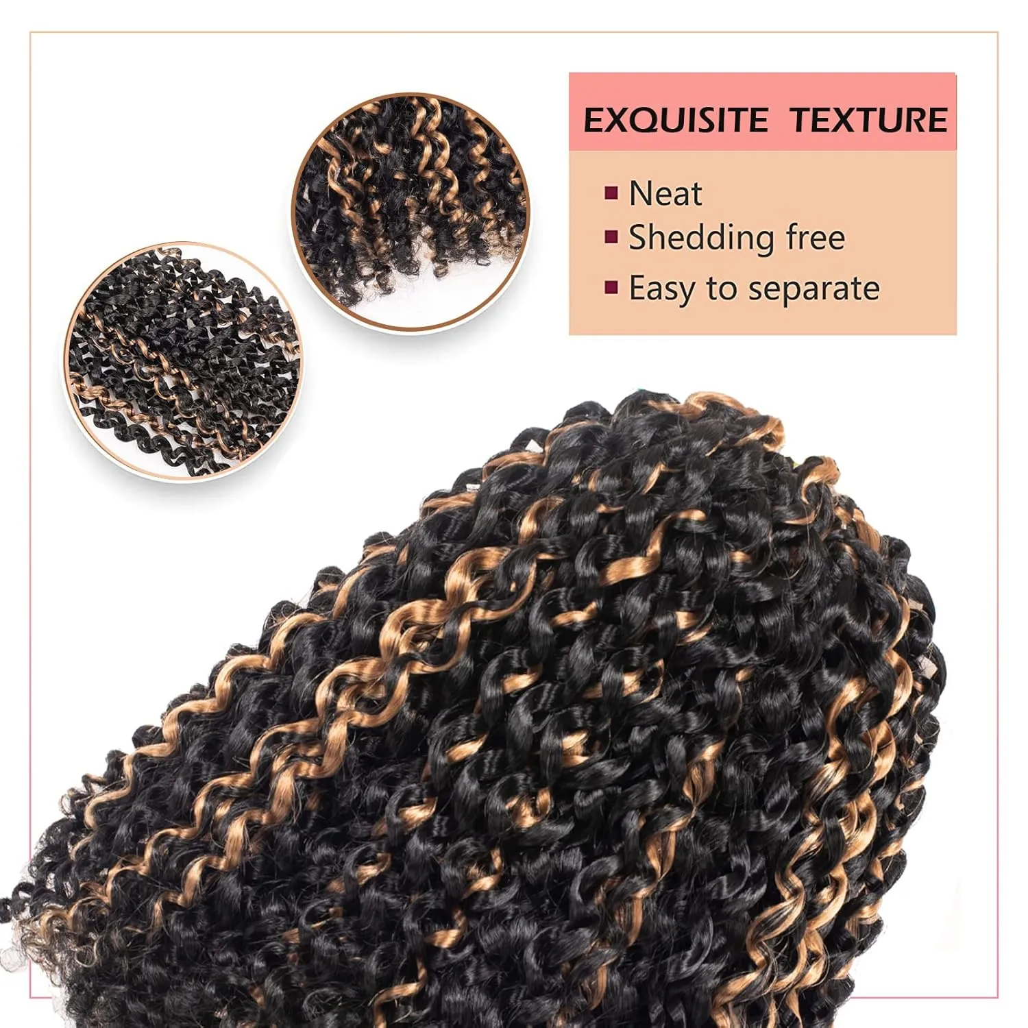 Passion Twist Hair - 10 Inch 7packs Black Mix Blonde Water Wave Crochet Braids Synthetic Braiding Hair Extensions (10 Inch 7Packs, P27)