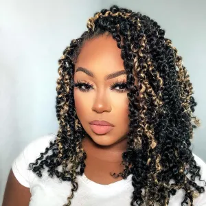 Passion Twist Hair - 10 Inch 7packs Black Mix Blonde Water Wave Crochet Braids Synthetic Braiding Hair Extensions (10 Inch 7Packs, P27)