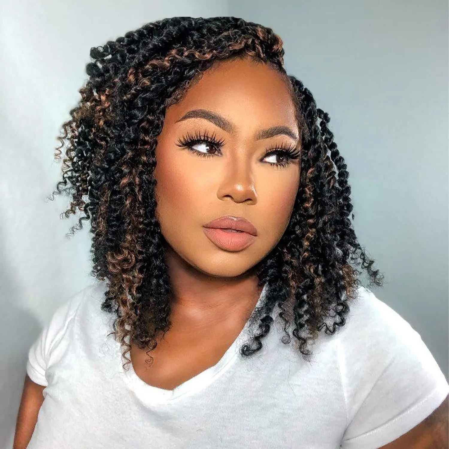 Passion Twist Hair - 10 Inch 7packs Black Mix Brown Water Wave Crochet Braids Synthetic Braiding Hair Extensions (10 Inch 7Packs, P30)