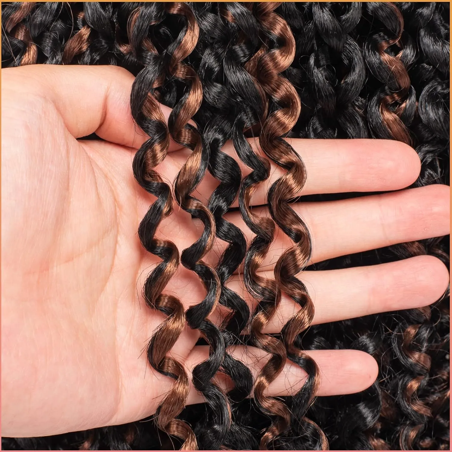 Passion Twist Hair - 10 Inch 7packs Black Mix Brown Water Wave Crochet Braids Synthetic Braiding Hair Extensions (10 Inch 7Packs, P30)