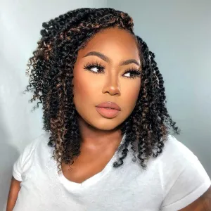 Passion Twist Hair - 10 Inch 7packs Black Mix Brown Water Wave Crochet Braids Synthetic Braiding Hair Extensions (10 Inch 7Packs, P30)