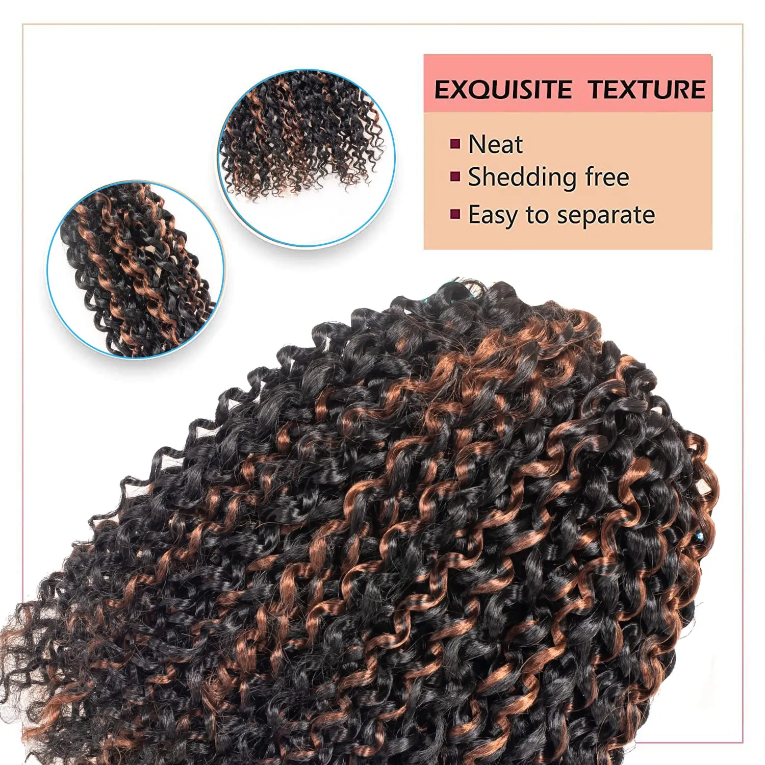 Passion Twist Hair - 10 Inch 7packs Black Mix Brown Water Wave Crochet Braids Synthetic Braiding Hair Extensions (10 Inch 7Packs, P30)