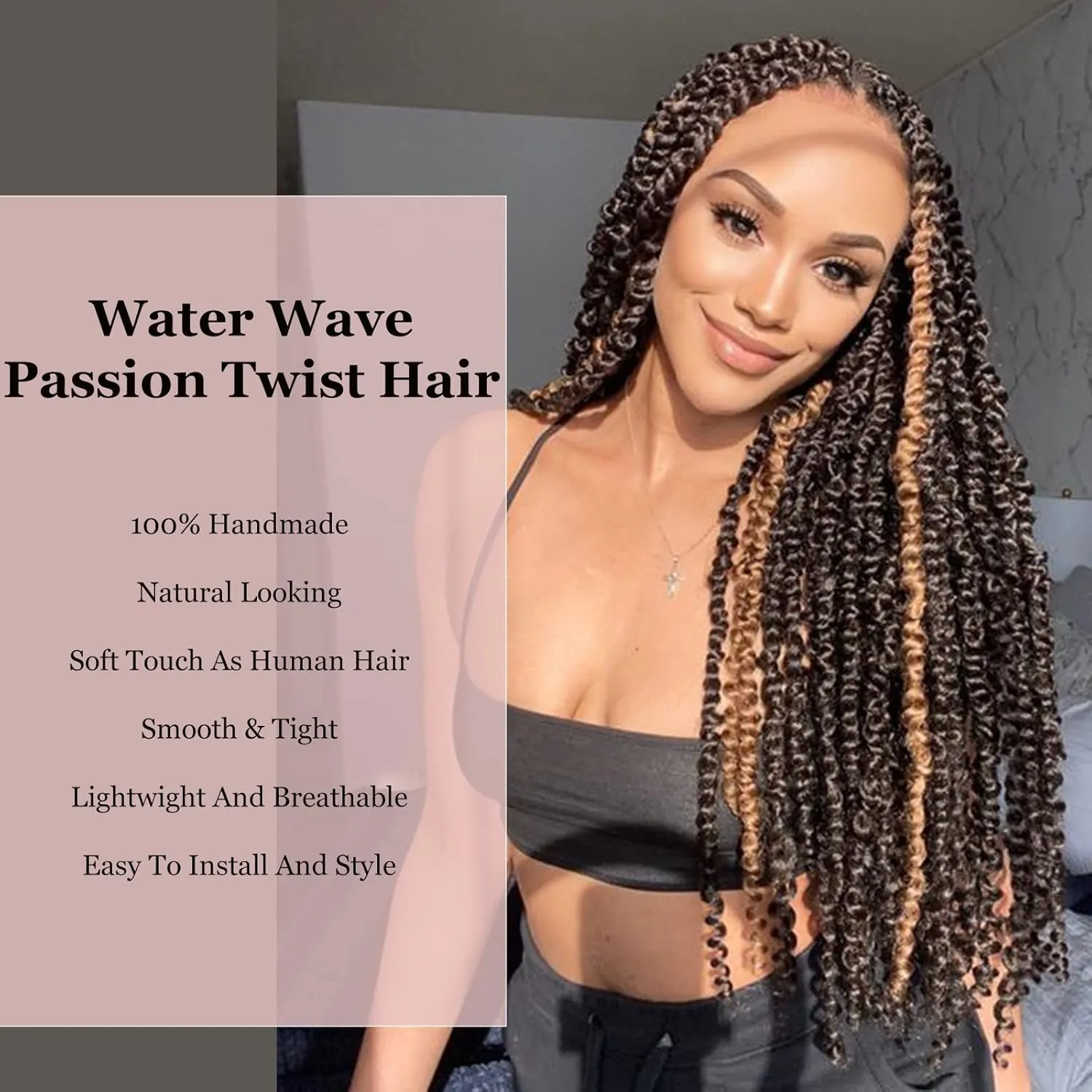 Passion Twist Hair - 10 Inch 7packs Ombre Brown Water Wave Crochet Braids Synthetic Braiding Hair Extensions (10 Inch 7Packs, T30)