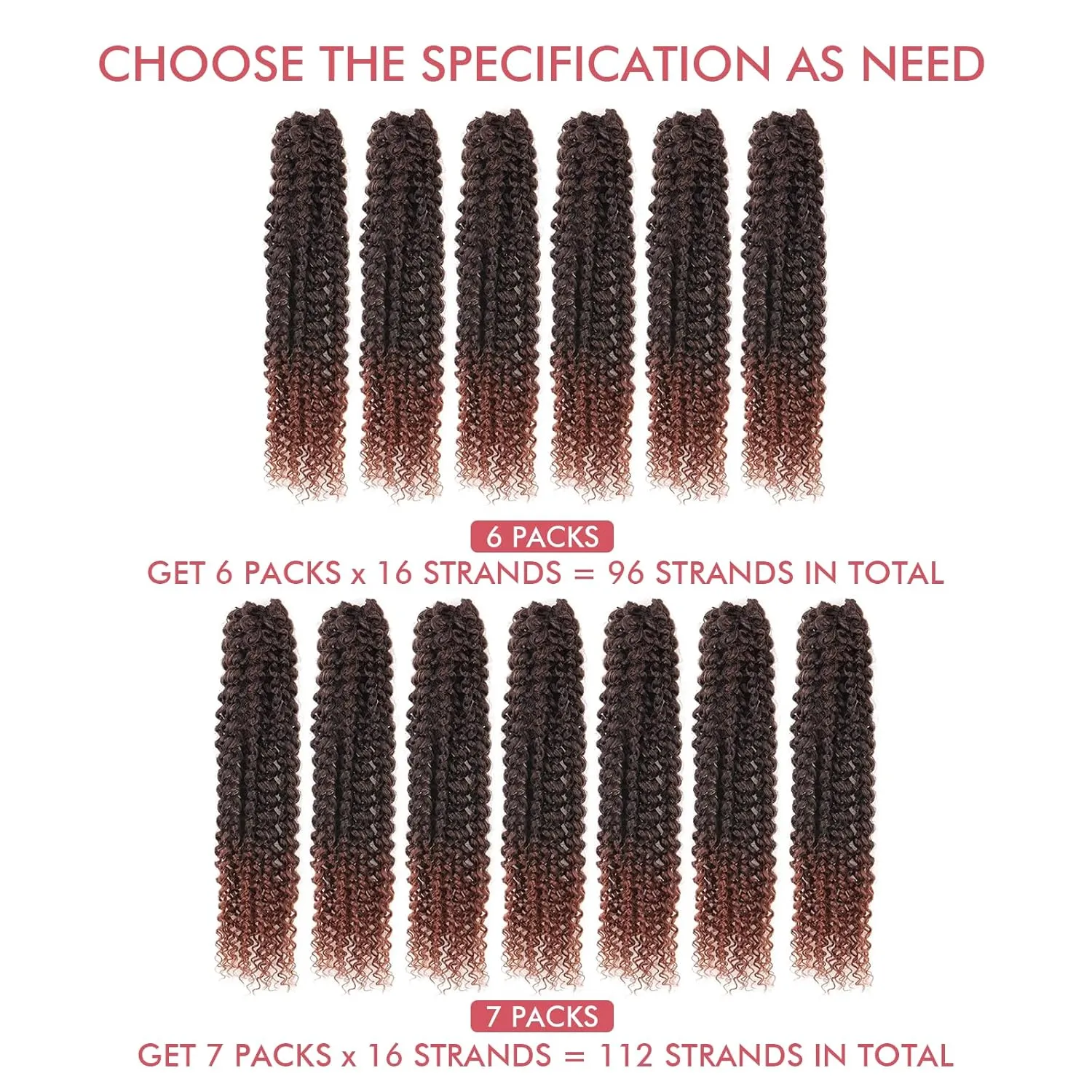 Passion Twist Hair - 12 Inch 6packs Ombre Brown Water Wave Crochet Braids Synthetic Braiding Hair Extensions (12 Inch, T30-6P)