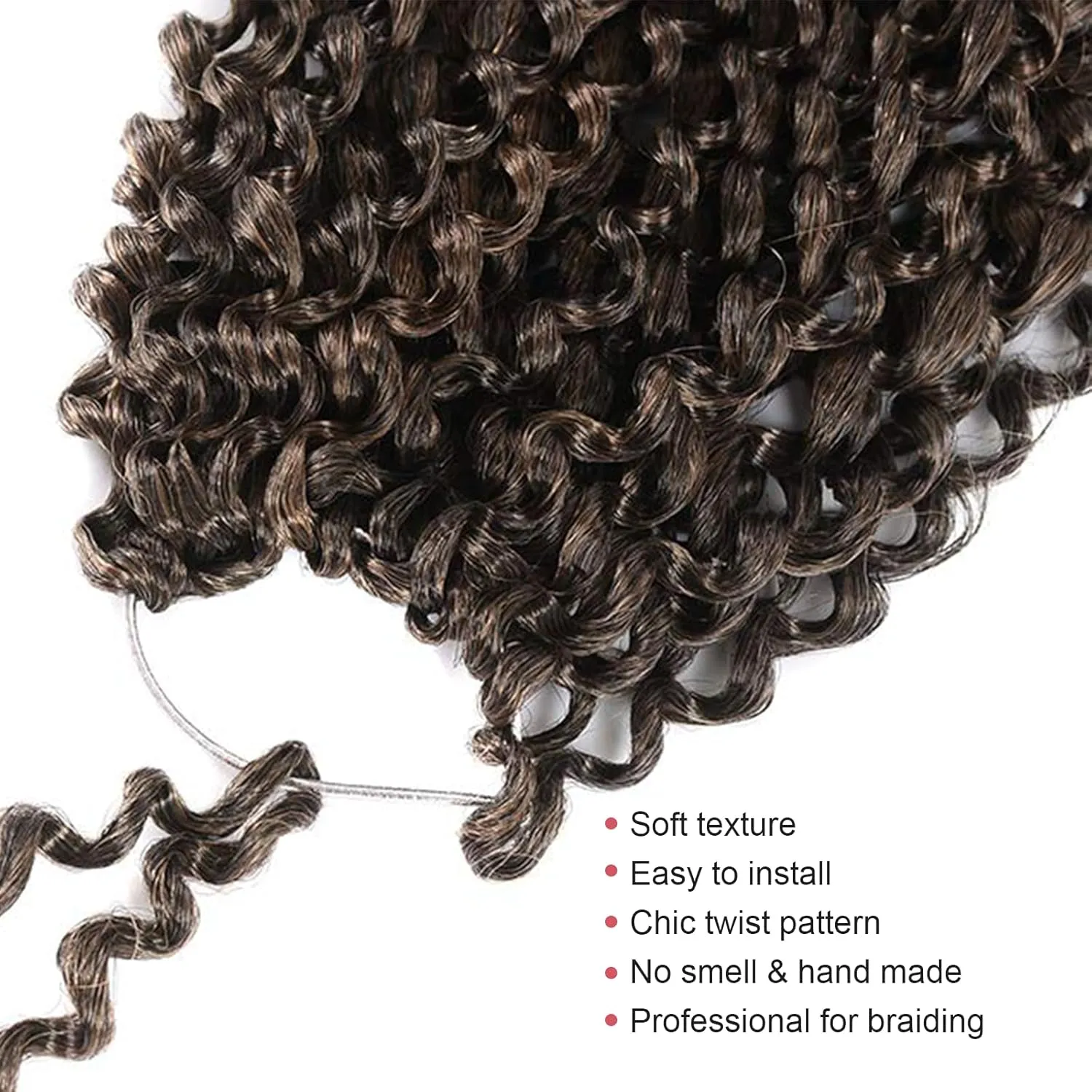 Passion Twist Hair - 12 Inch 6packs Ombre Brown Water Wave Crochet Braids Synthetic Braiding Hair Extensions (12 Inch, T30-6P)