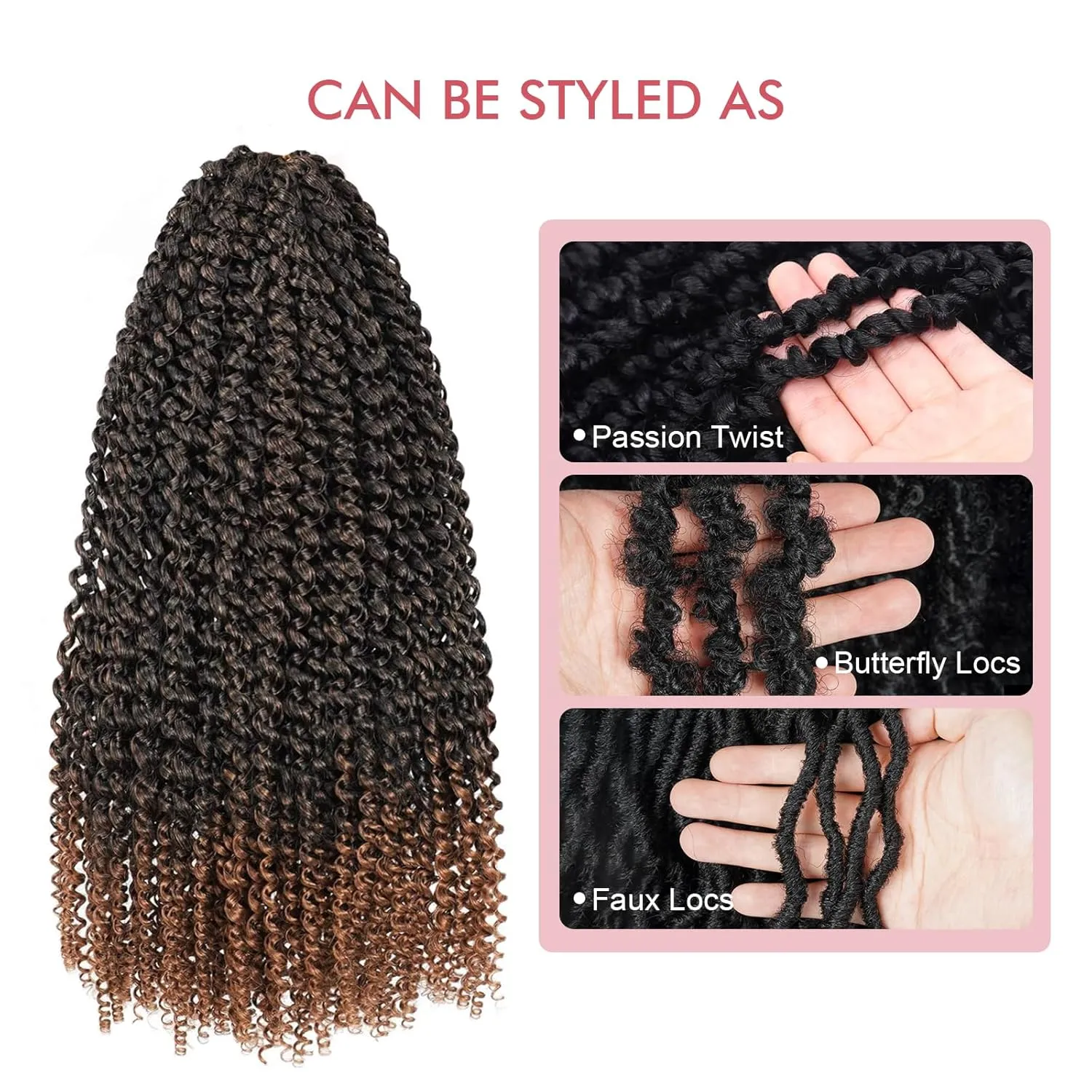 Passion Twist Hair - 12 Inch 6packs Ombre Brown Water Wave Crochet Braids Synthetic Braiding Hair Extensions (12 Inch, T30-6P)