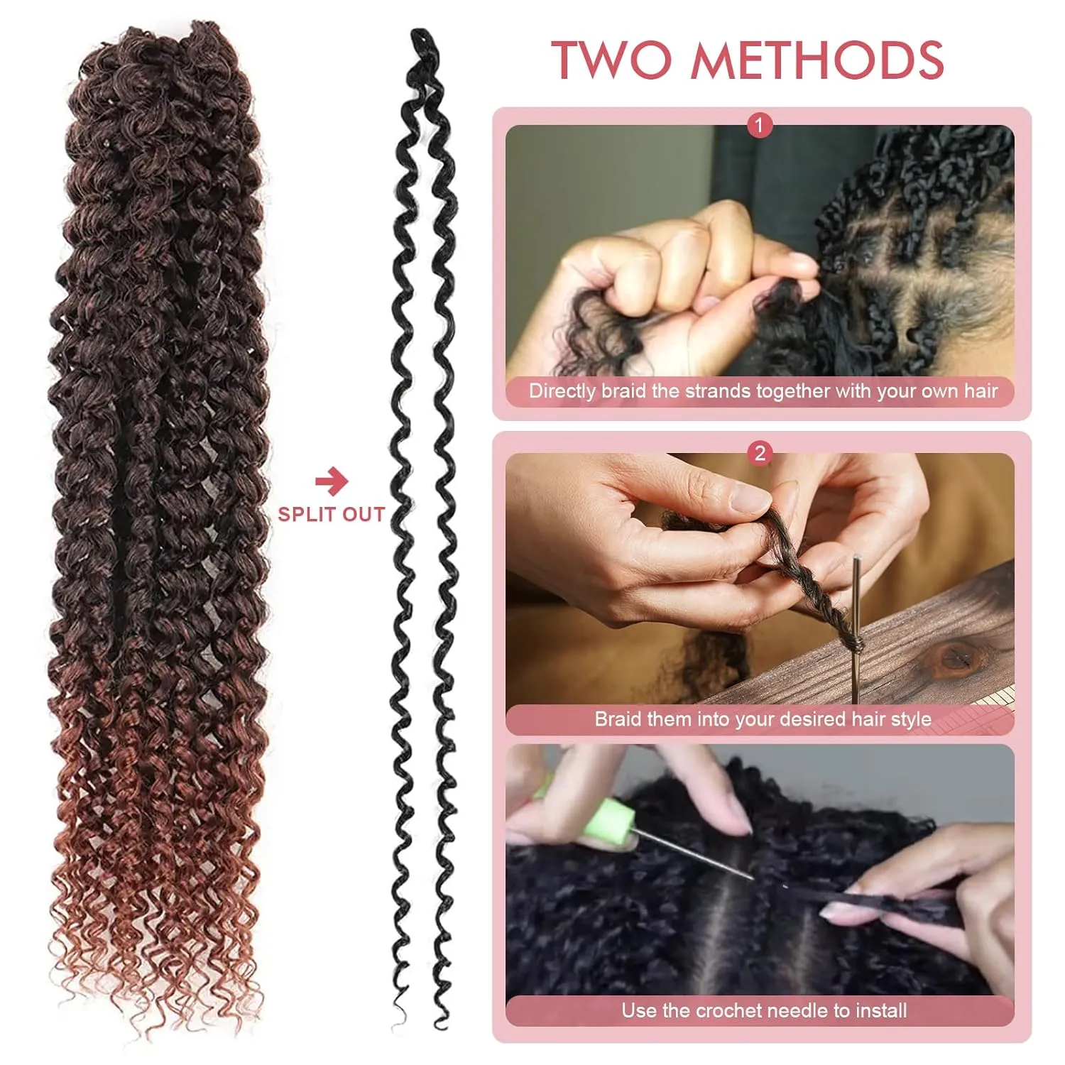 Passion Twist Hair - 12 Inch 6packs Ombre Brown Water Wave Crochet Braids Synthetic Braiding Hair Extensions (12 Inch, T30-6P)