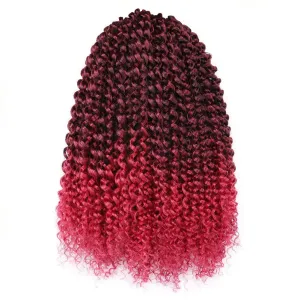 Passion Twist Hair - 14 Inch 7packs Ombre Burgundy Water Wave Crochet Braids Synthetic Braiding Hair Extensions (14 Inch 7Packs,T118)
