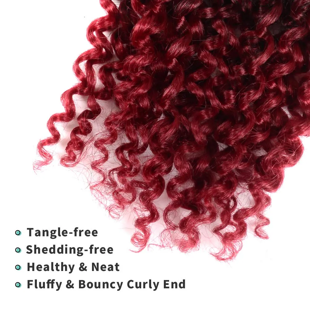 Passion Twist Hair - 14 Inch 7packs Ombre Burgundy Water Wave Crochet Braids Synthetic Braiding Hair Extensions (14 Inch 7Packs,T118)