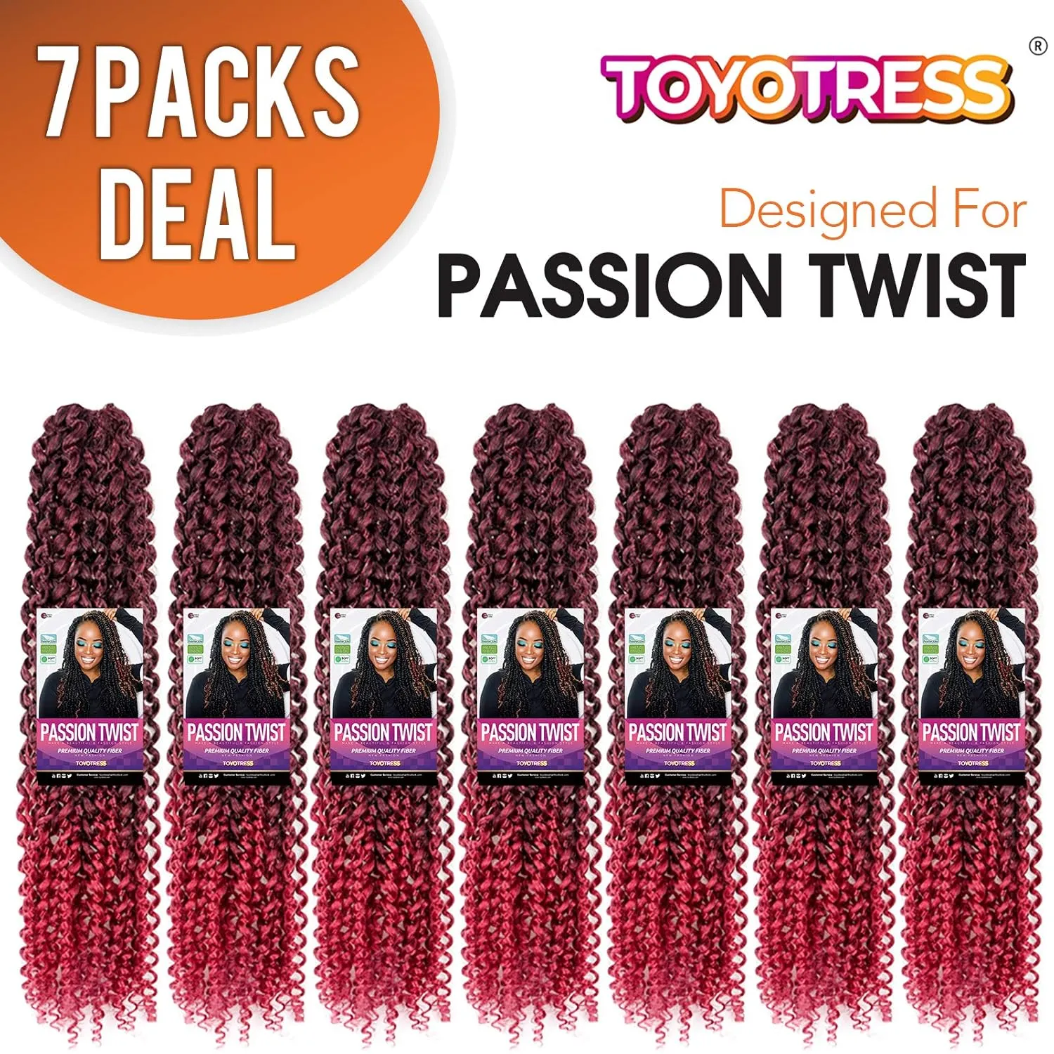 Passion Twist Hair - 14 Inch 7packs Ombre Burgundy Water Wave Crochet Braids Synthetic Braiding Hair Extensions (14 Inch 7Packs,T118)