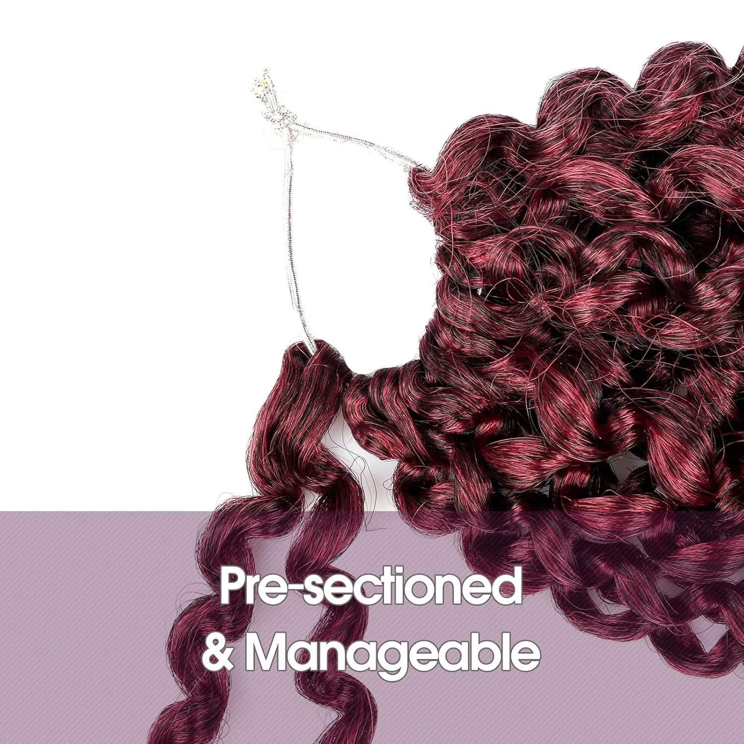 Passion Twist Hair - 14 Inch 7packs Ombre Burgundy Water Wave Crochet Braids Synthetic Braiding Hair Extensions (14 Inch 7Packs,T118)