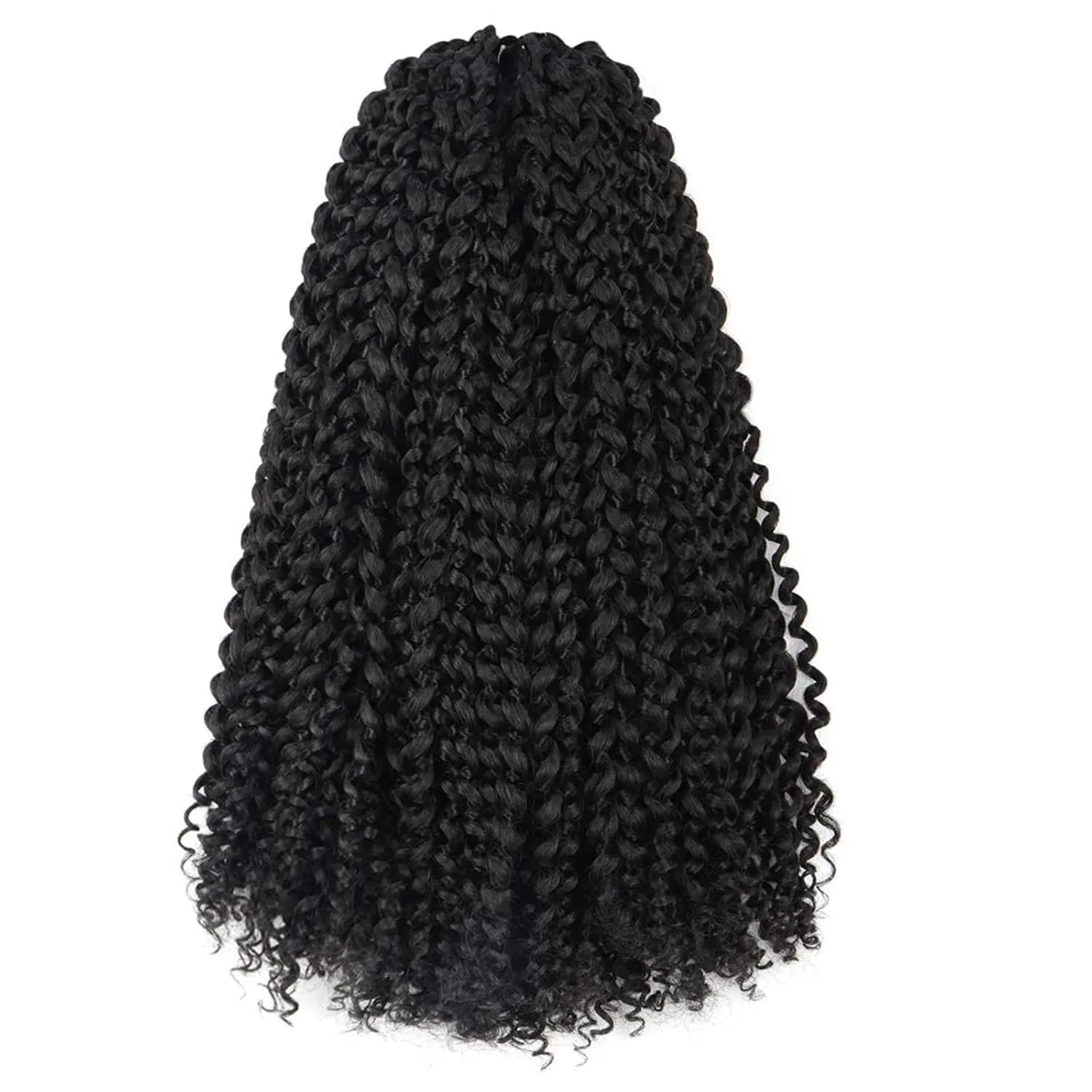 Passion Twist Hair - 16 Inch 6packs Natural Black Water Wave Crochet Braids Synthetic Braiding Hair Extensions (16 Inch, 1B - 6P)