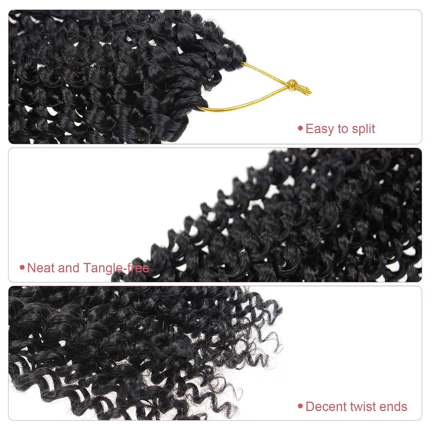 Passion Twist Hair - 16 Inch 6packs Natural Black Water Wave Crochet Braids Synthetic Braiding Hair Extensions (16 Inch, 1B - 6P)