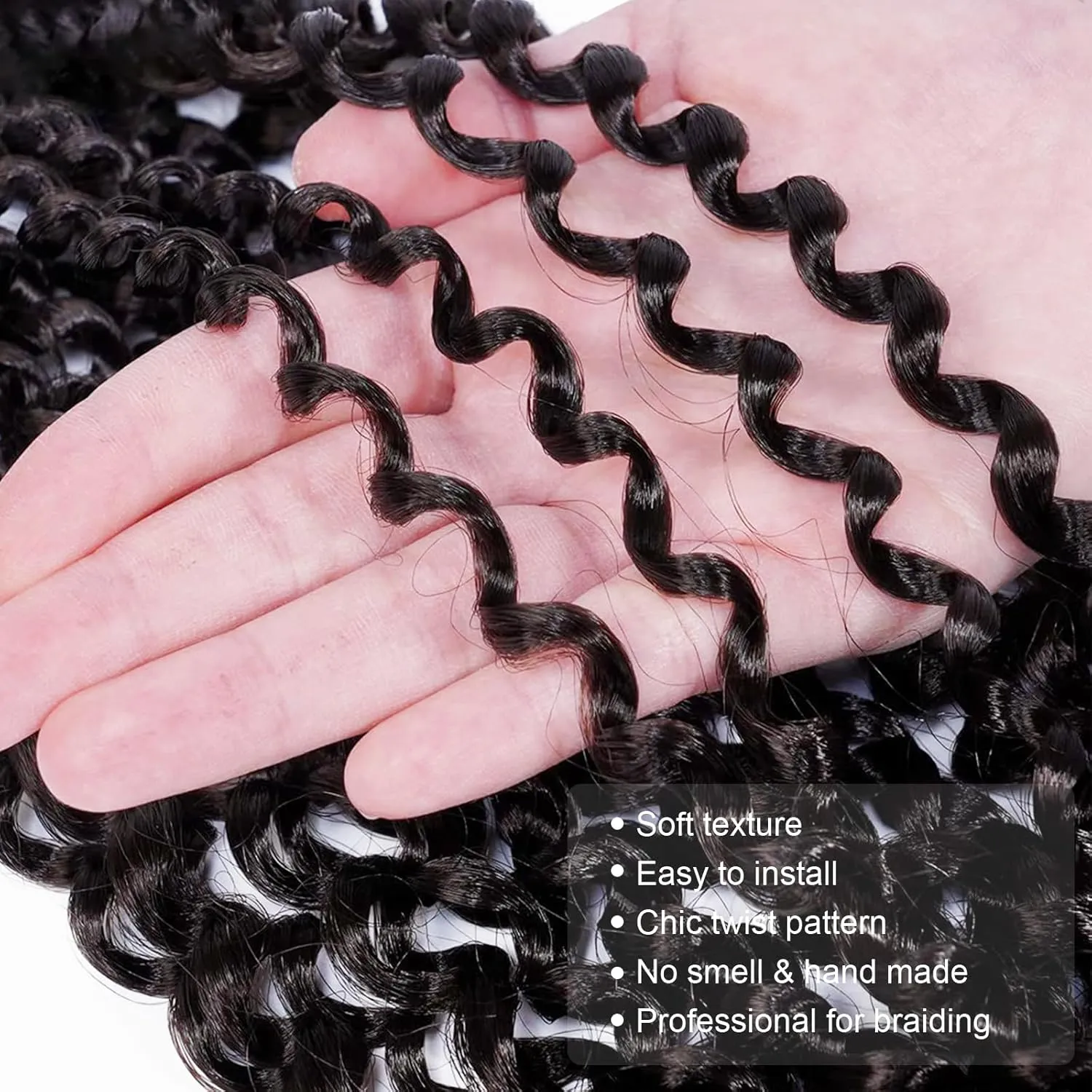 Passion Twist Hair - 16 Inch 6packs Natural Black Water Wave Crochet Braids Synthetic Braiding Hair Extensions (16 Inch, 1B - 6P)