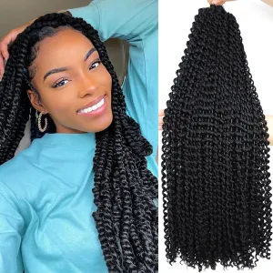 Passion Twist Hair 24 Inch: Water Wave Crochet Hair for Black Women-Long Bohemian Passion Twists Braiding Hair Extensions (1B, 24 inch)