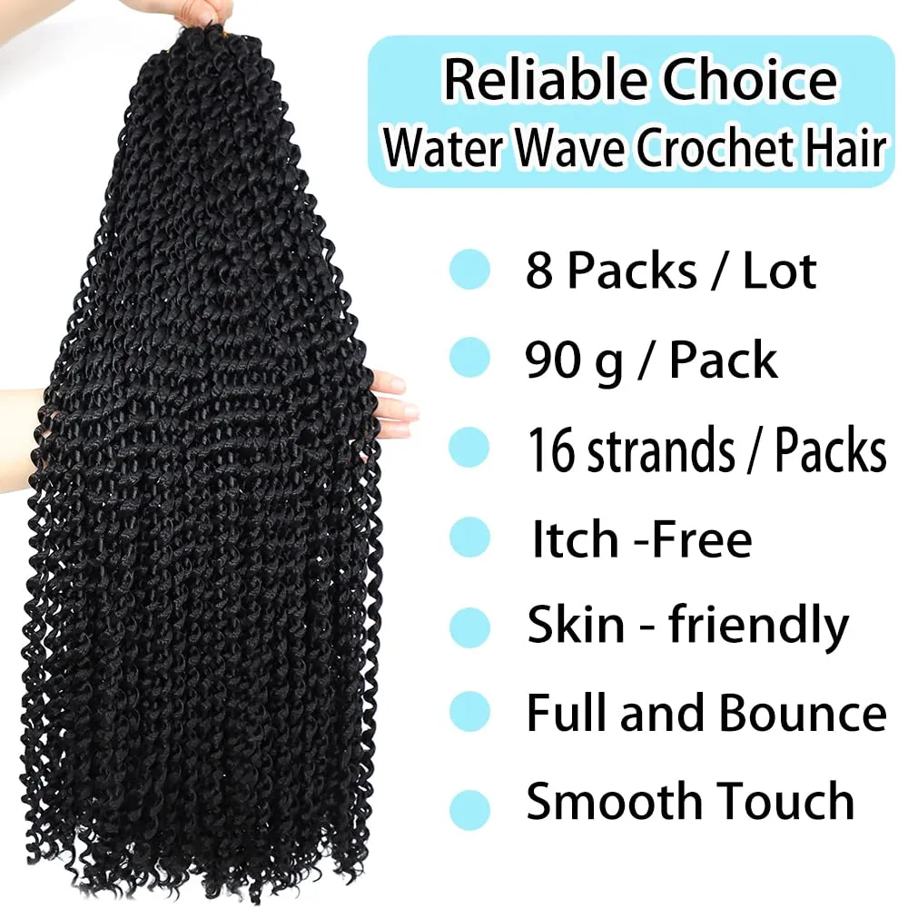 Passion Twist Hair 24 Inch: Water Wave Crochet Hair for Black Women-Long Bohemian Passion Twists Braiding Hair Extensions (1B, 24 inch)