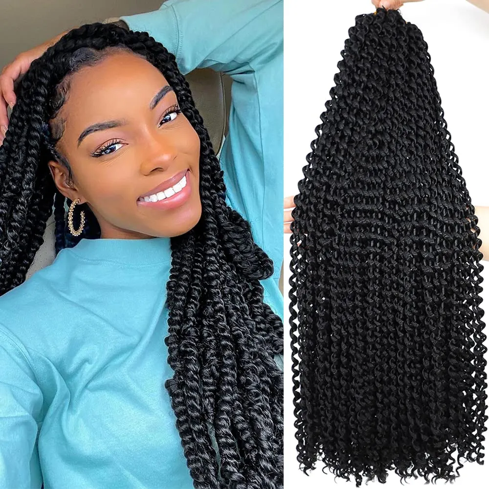 Passion Twist Hair 24 Inch: Water Wave Crochet Hair for Black Women-Long Bohemian Passion Twists Braiding Hair Extensions (1B, 24 inch)