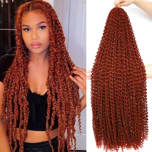 Passion Twist Hair 30 Inch: Water Wave Crochet Hair for Black Women-Long Bohemian Passion Twists Braiding Hair Extensions (350#, 30 inch)