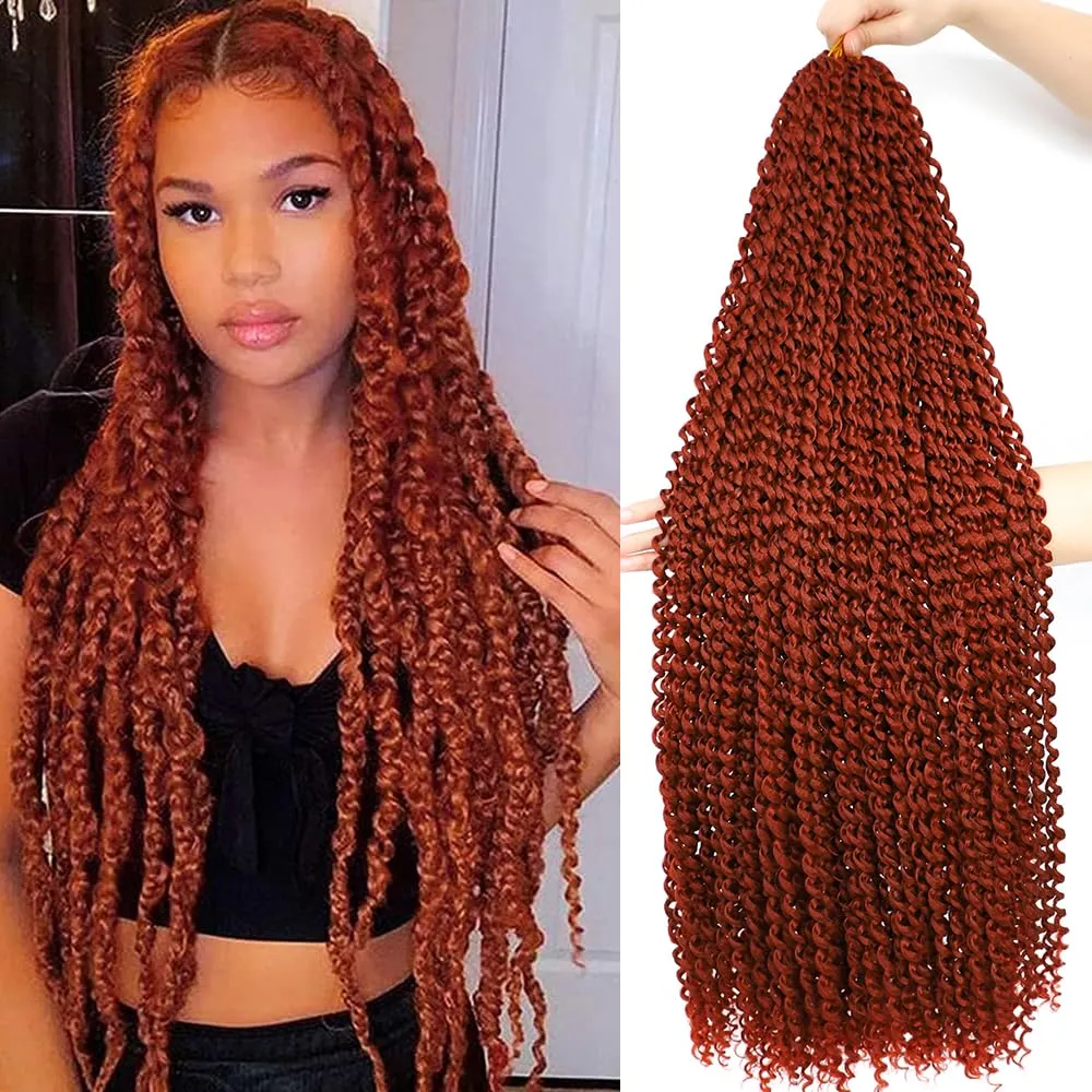 Passion Twist Hair 30 Inch: Water Wave Crochet Hair for Black Women-Long Bohemian Passion Twists Braiding Hair Extensions (350#, 30 inch)