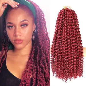 Passion Twist Hair Burgundy 18 Inch 6 Packs Burg Water Wave Crochet Hair for Butterfly Locs Passion Twists Long Bohemian Braiding Protective Style Hair Extensions (18 Inch 6 Packs, BUG#)