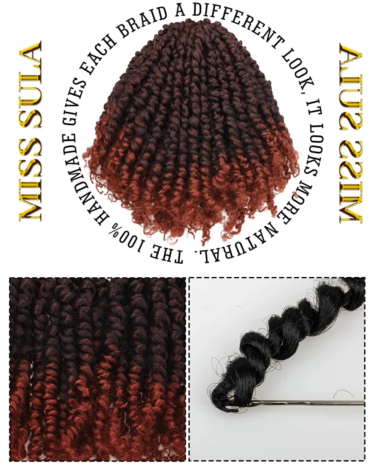 Passion Twist Hair-Pre-twisted Passion Twists,Pre-Looped Crochet Braids Made Of Bohemian Hair Synthetic Braiding Hair Extensions (10 Inch(Pack of 8), T1B/350)