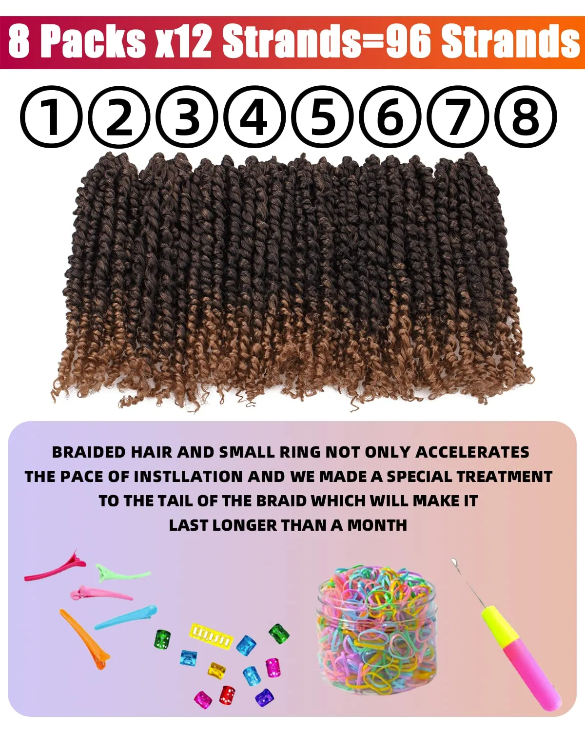Passion Twist Hair-Pre-twisted Passion Twists,Pre-Looped Crochet Braids Made Of Bohemian Hair Synthetic Braiding Hair Extensions (10 Inch(Pack of 8), T27)