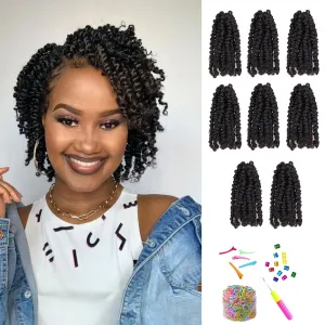 Passion Twist Hair-Pre-twisted Passion Twists,Pre-Looped Crochet Braids Made Of Bohemian Hair Synthetic Braiding Hair Extensions (6 Inch(Pack of 8), 1B)