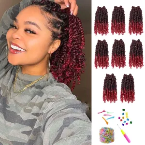 Passion Twist Hair-Pre-twisted Passion Twists,Pre-Looped Crochet Braids Made Of Bohemian Hair Synthetic Braiding Hair Extensions (6 Inch(Pack of 8), TBUG)