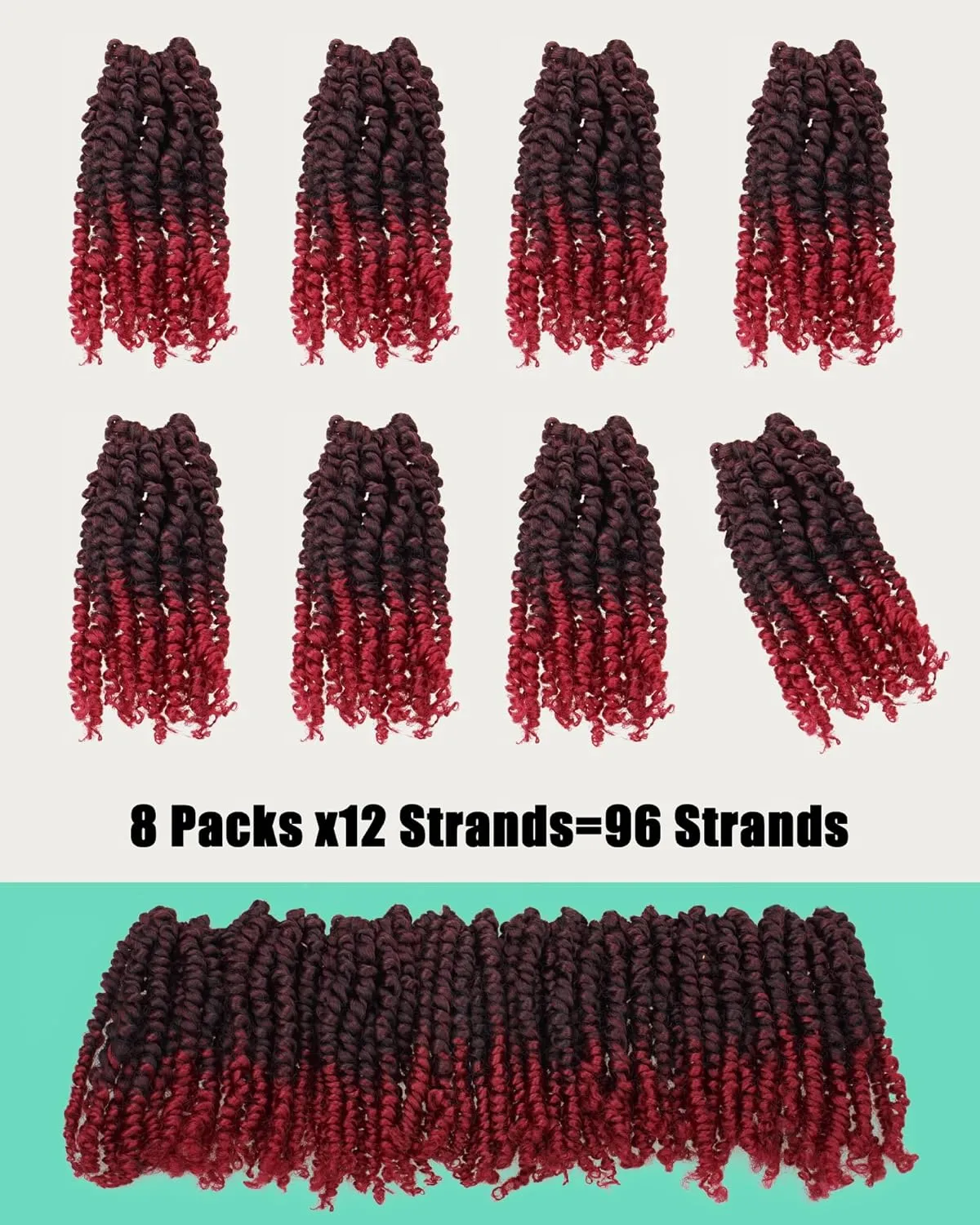 Passion Twist Hair-Pre-twisted Passion Twists,Pre-Looped Crochet Braids Made Of Bohemian Hair Synthetic Braiding Hair Extensions (6 Inch(Pack of 8), TBUG)
