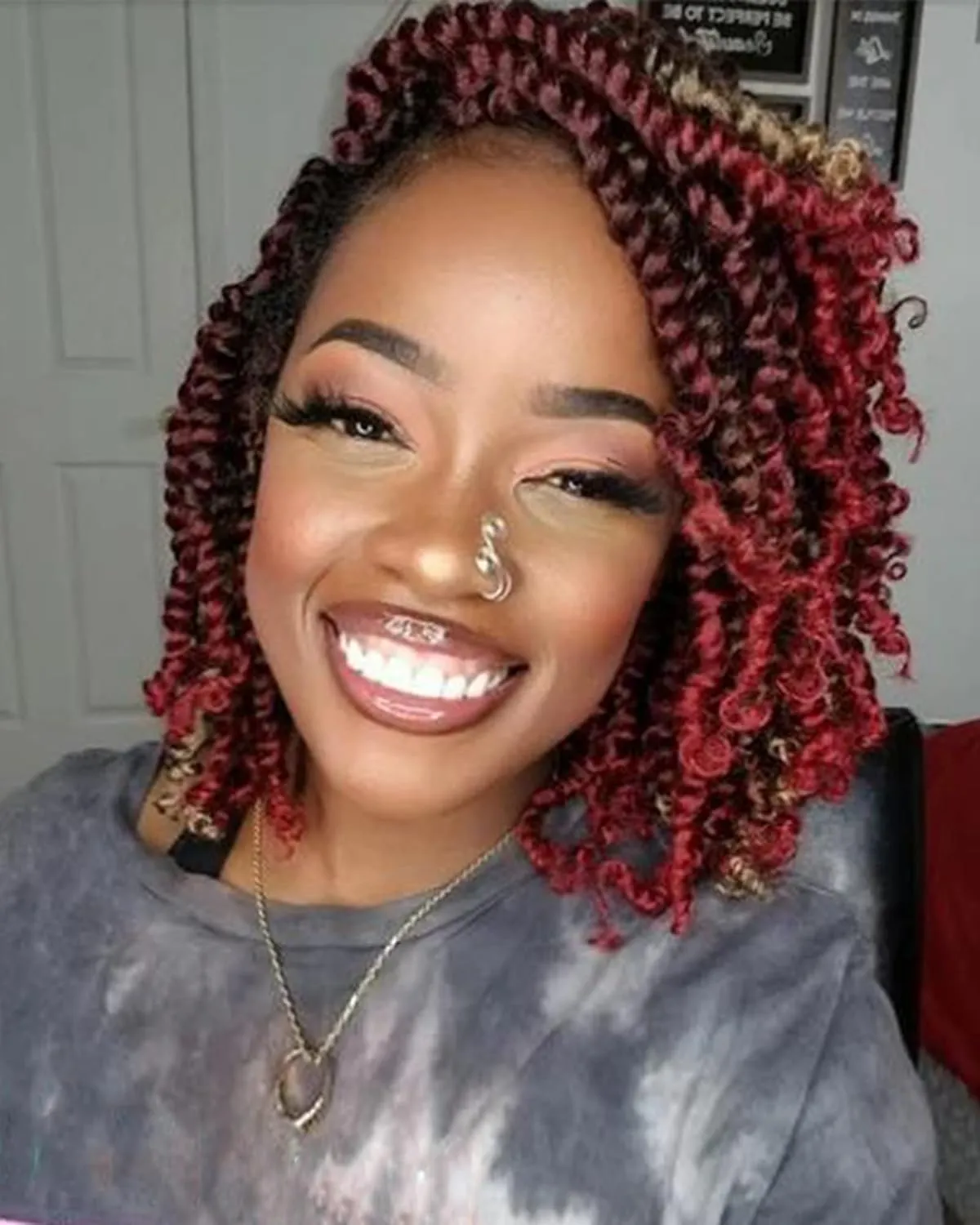 Passion Twist Hair-Pre-twisted Passion Twists,Pre-Looped Crochet Braids Made Of Bohemian Hair Synthetic Braiding Hair Extensions (6 Inch(Pack of 8), TBUG)