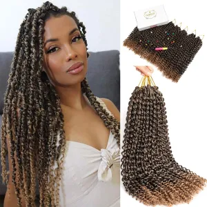 Passion Twist Hair Water Wave Crochet Hair for Black Women 14 Inch 8 Packs Passion Twist Crochet Hair Pre Looped Bohemian Braids for Black Women (T1B/27, Economic package)