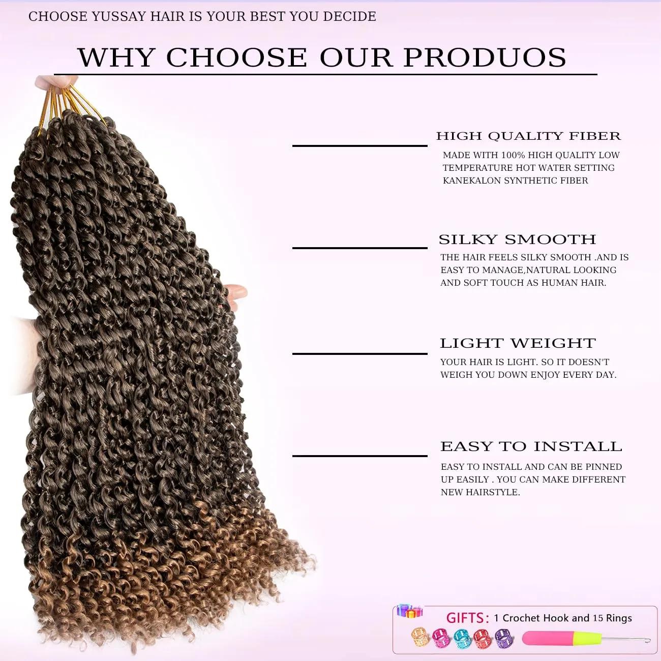 Passion Twist Hair Water Wave Crochet Hair for Black Women 14 Inch 8 Packs Passion Twist Crochet Hair Pre Looped Bohemian Braids for Black Women (T1B/27, Economic package)