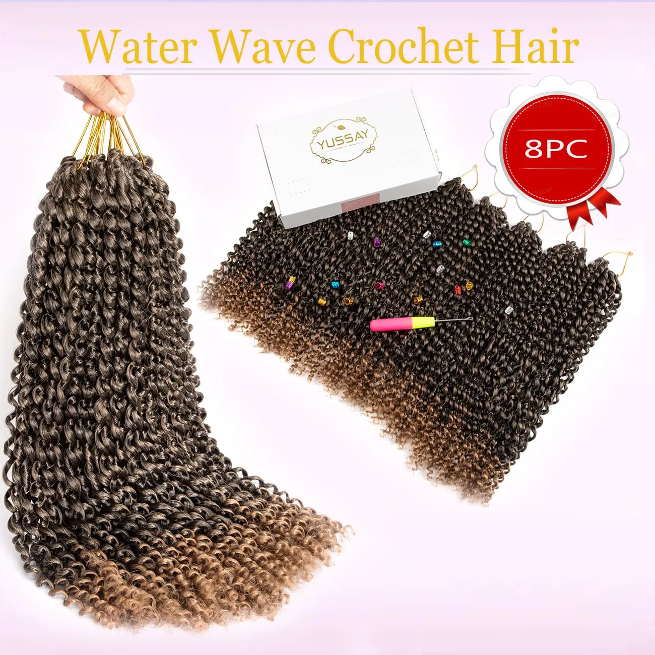 Passion Twist Hair Water Wave Crochet Hair for Black Women 14 Inch 8 Packs Passion Twist Crochet Hair Pre Looped Bohemian Braids for Black Women (T1B/27, Economic package)