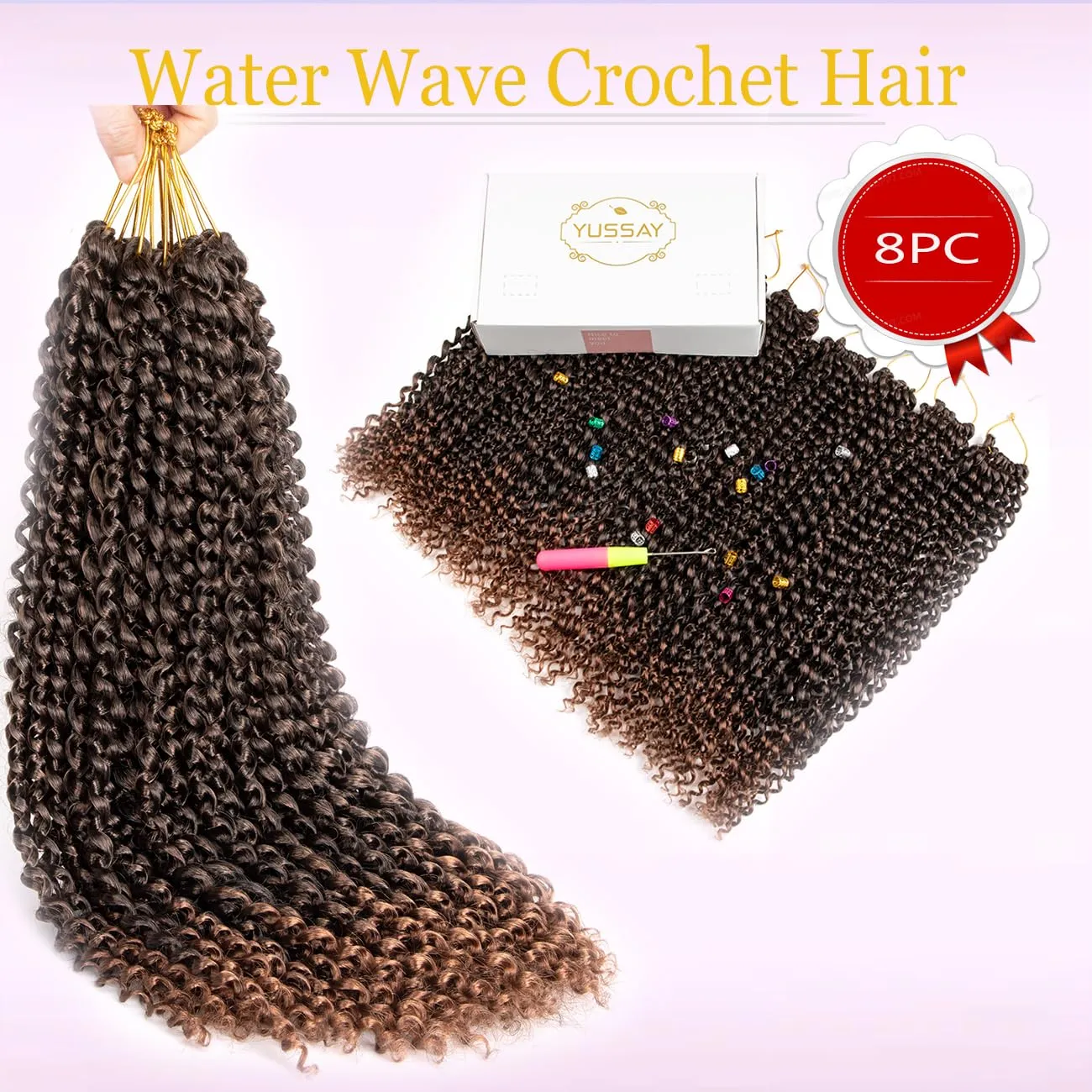 Passion Twist Hair Water Wave Crochet Hair for Black Women 14 Inch 8 Packs Passion Twist Crochet Hair Pre Looped Bohemian Braids for Black Women (T1B/30, Economic package)