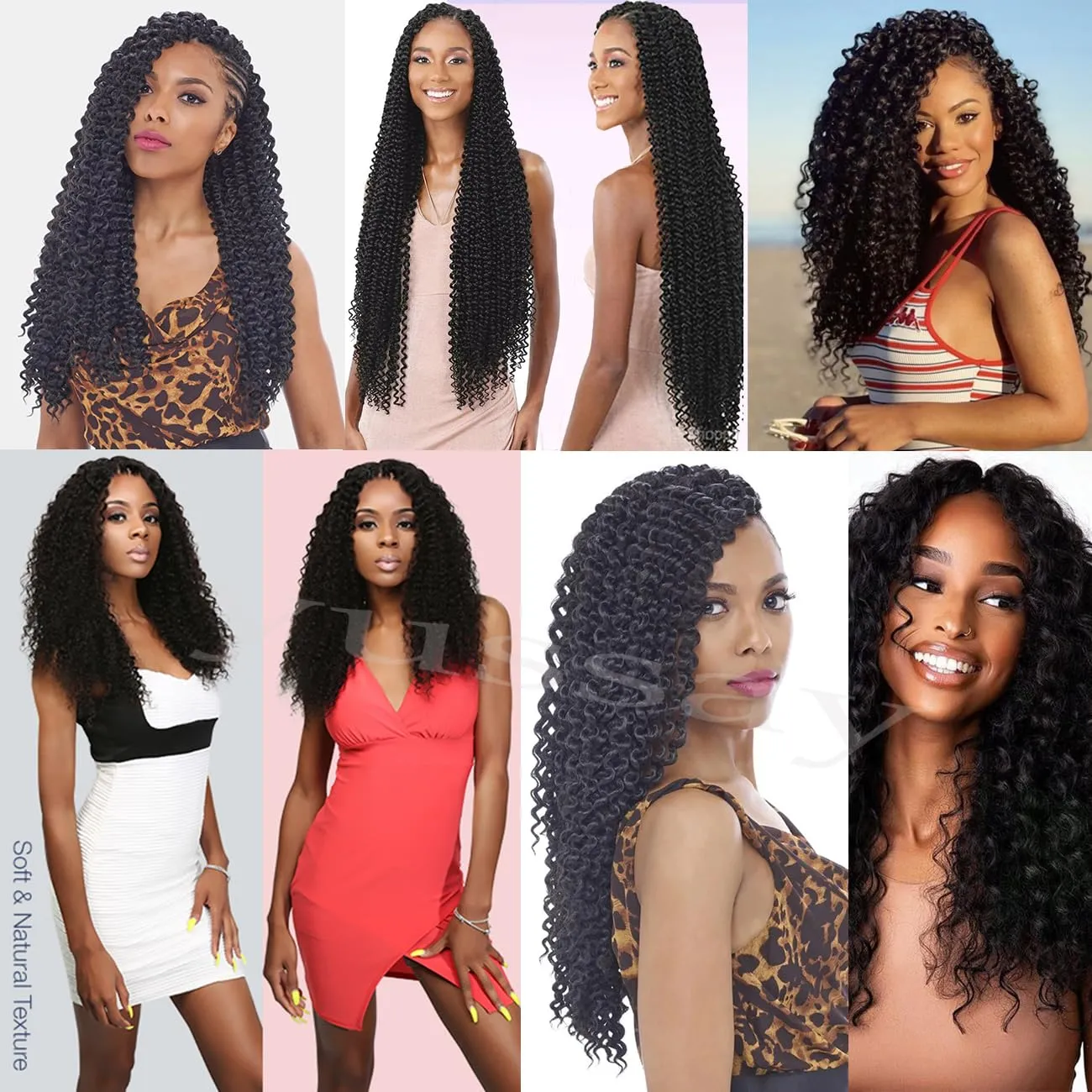 Passion Twist Hair Water Wave Crochet Hair for Black Women 14 Inch 8 Packs Passion Twist Crochet Hair Pre Looped Bohemian Braids for Black Women (T1B/30, Economic package)