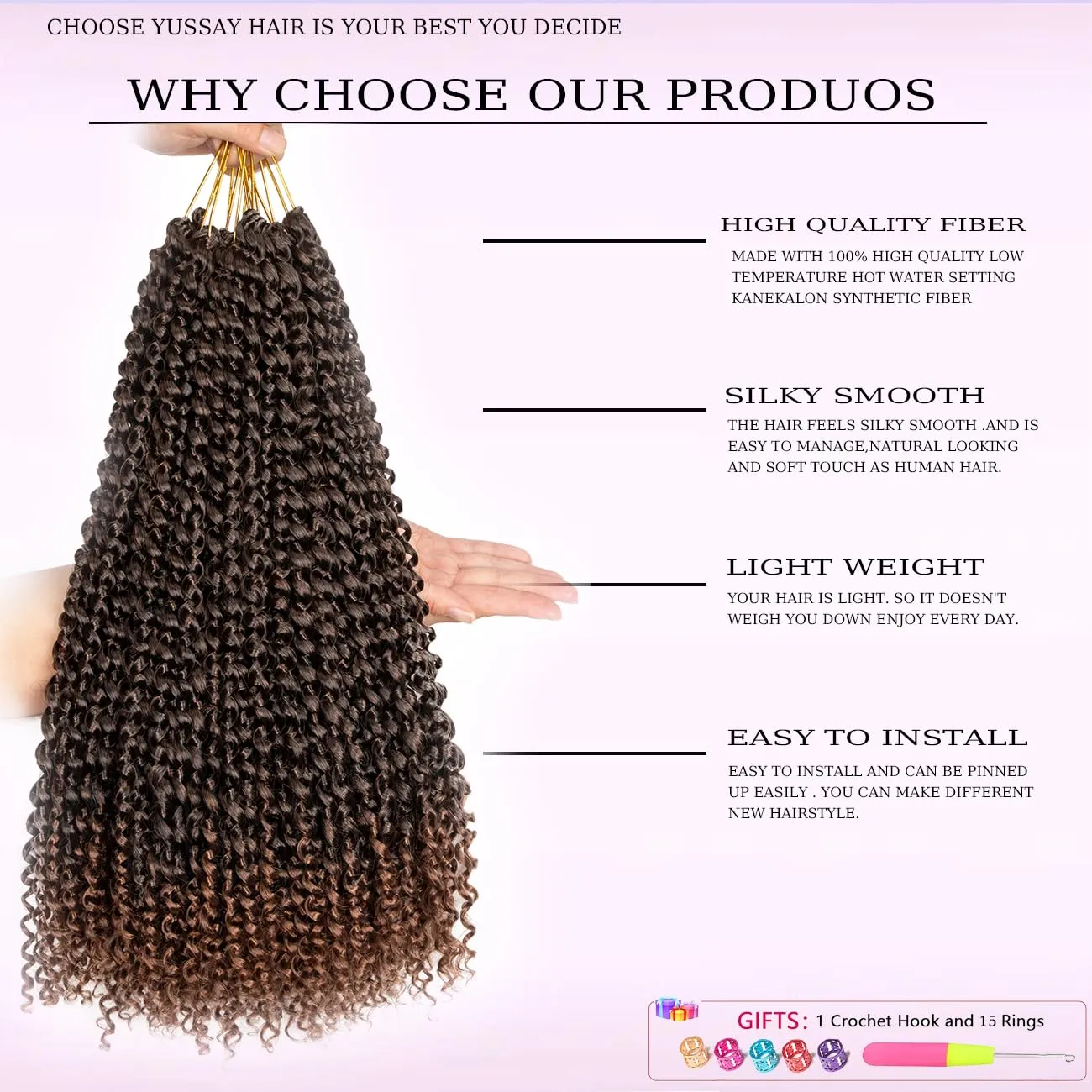 Passion Twist Hair Water Wave Crochet Hair for Black Women 14 Inch 8 Packs Passion Twist Crochet Hair Pre Looped Bohemian Braids for Black Women (T1B/30, Economic package)