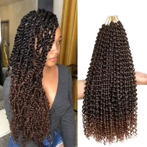 Passion Twist Hair Water Wave Crochet Hair for Black Women 14 Inch 8 Packs Passion Twist Crochet Hair Pre Looped Bohemian Braids for Black Women (T1B/30, Economic package)