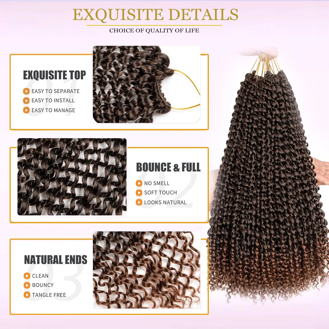 Passion Twist Hair Water Wave Crochet Hair for Black Women 14 Inch 8 Packs Passion Twist Crochet Hair Pre Looped Bohemian Braids for Black Women (T1B/30, Economic package)