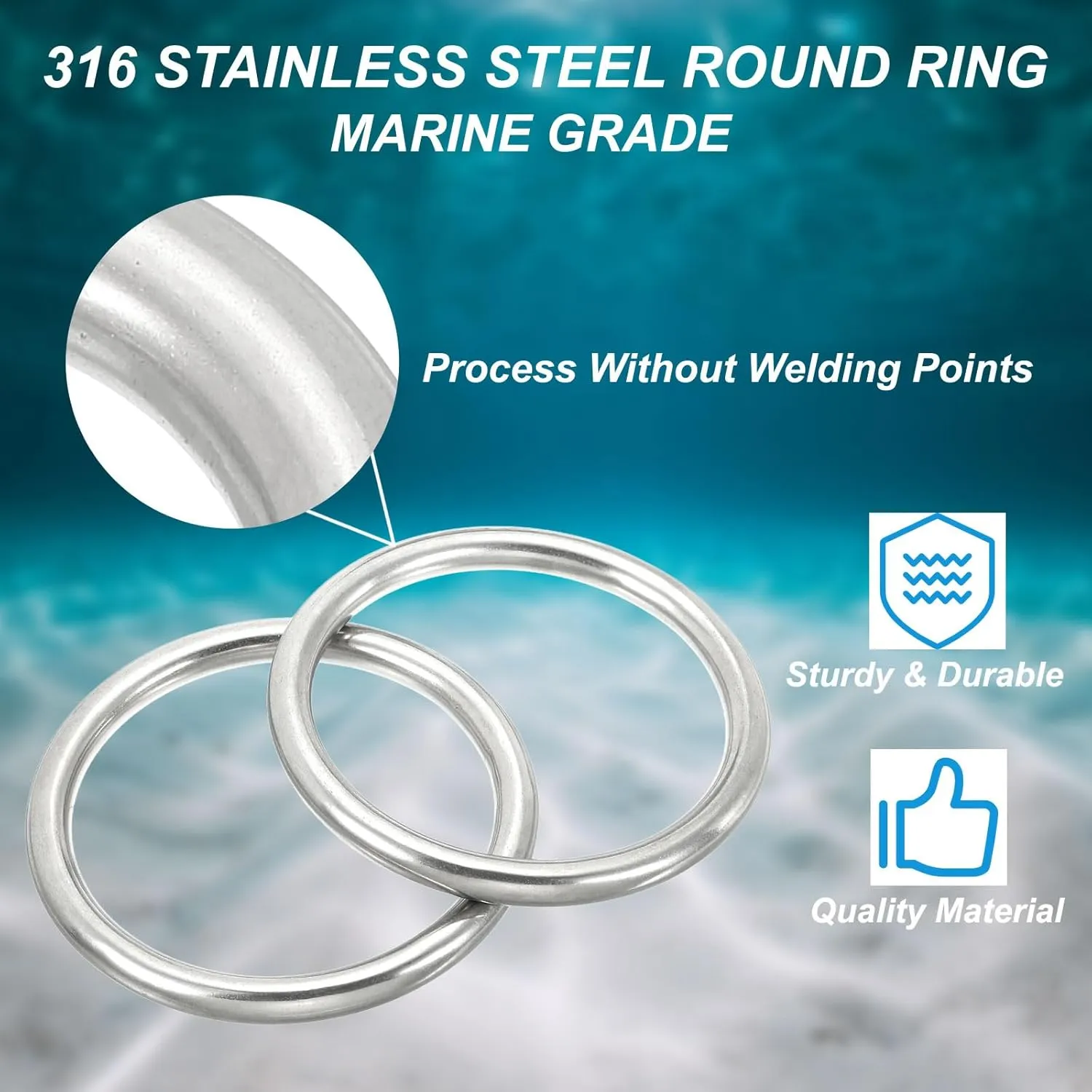 PATIKIL Metal Rings 316 Stainless Steel Rings Marine Grade Multi-Purpose O Rings Welded Round Rings for Macrame