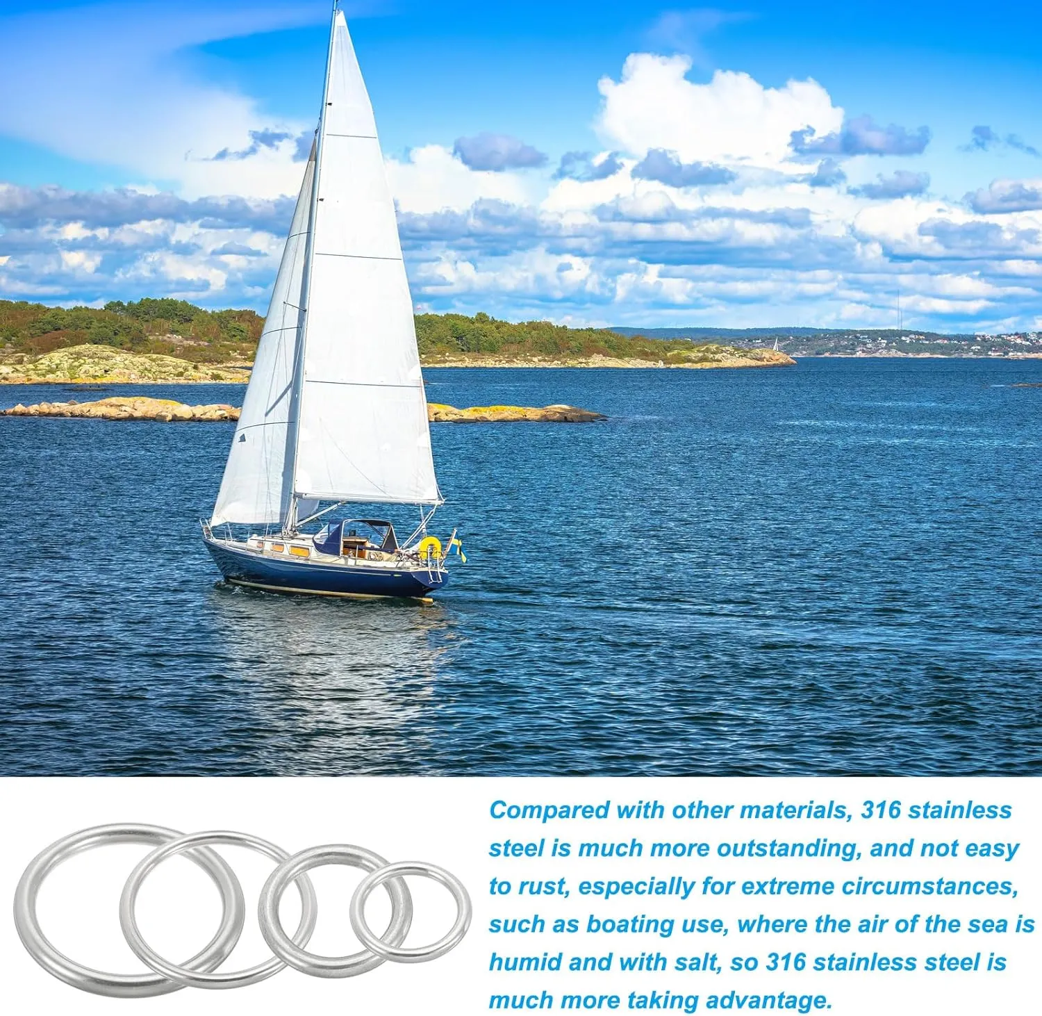 PATIKIL Metal Rings 316 Stainless Steel Rings Marine Grade Multi-Purpose O Rings Welded Round Rings for Macrame