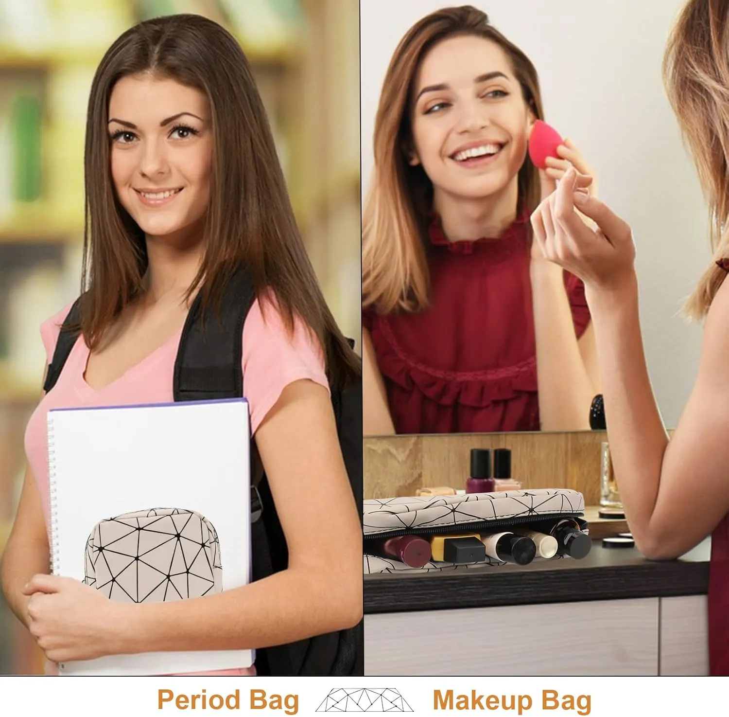 Period Bag for Teen Girls, Leather Sanitary Napkin Storage Bag, Portable Menstrual Pad Bag Period Pads Pouch, Small Make Up Bags
