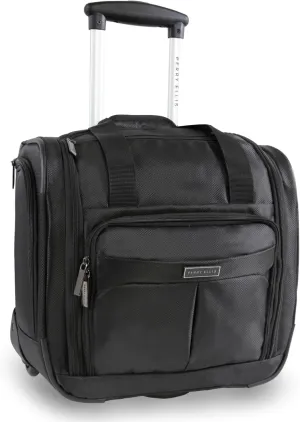 Perry Ellis Excess 9-Pocket Underseat Rolling Tote Carry-on Bag, Onyx